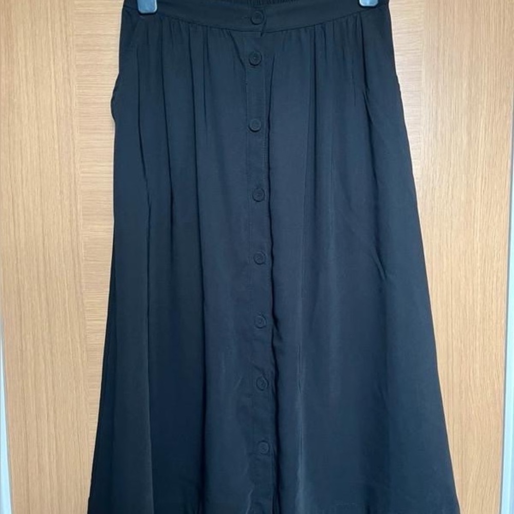 H&M Blue Midi A-Line Pleated Skirt for Work
